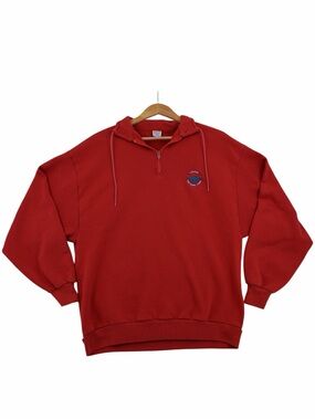 Vintage Mt. Lassen National Park Jerzees Red Zip-Up Quarter-Zip Sweatshirt